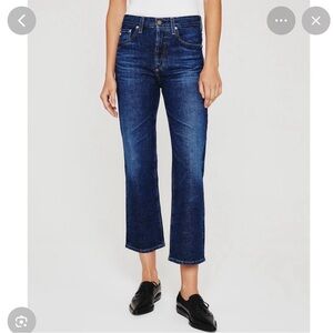 AG Jeans Womens 25 Kinsley High-Rise Pop Crop Button Fly Japan Fabric Dark Wash